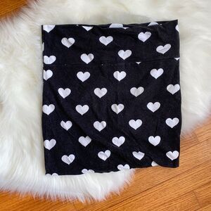 Rue 21 Large Mini Skirt Heart Polka Dot Black White Stretch Tshirt Material